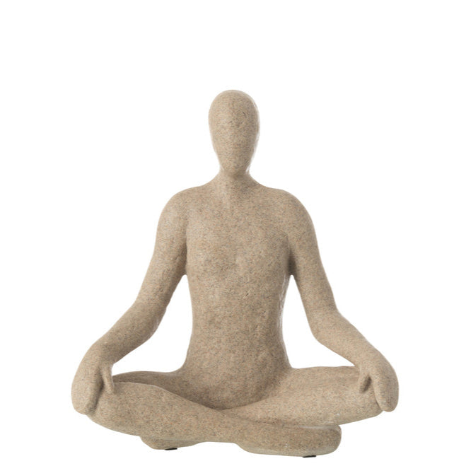 Beeld Yoga Resin Beige - Beeld - J-Line - livinglovely.nl