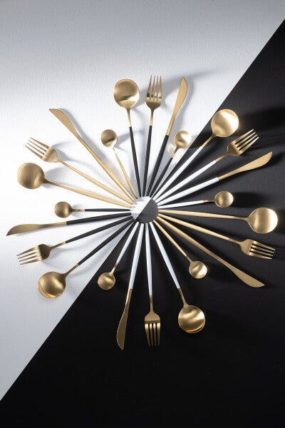 Bestekset Box A 24 Stuks Roestvrij Staal Mat Goud J-Line - Bestekset - J-Line - livinglovely.nl