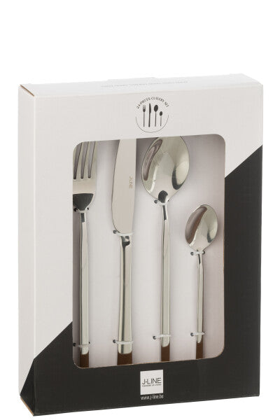 Bestekset Box B 24 Stuks Roestvrij Staal Glimmend Zilver J-Line - Bestekset - J-Line - livinglovely.nl