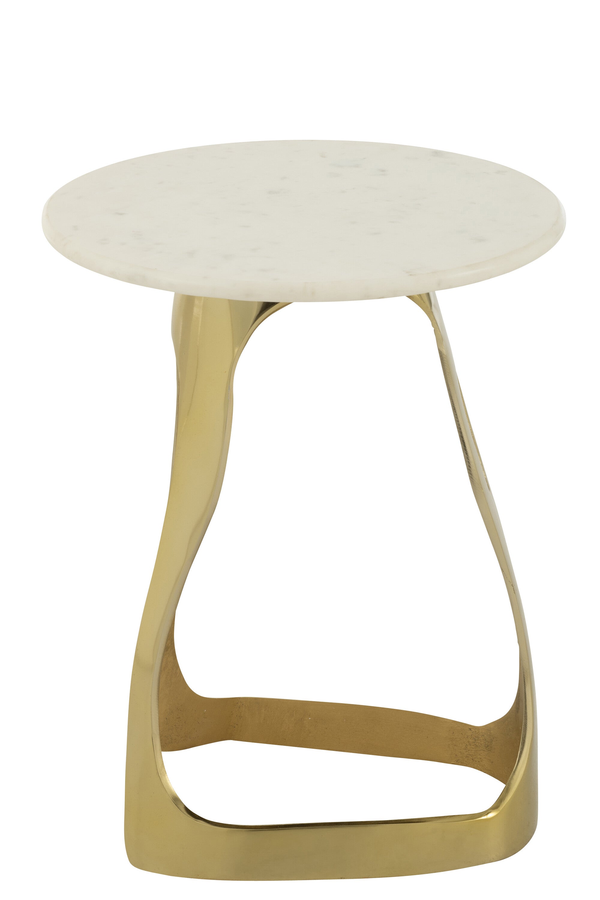 Bijzettafel Aluminium/Steen Goudkleurig/Wit Set van 2 J-Line - Bijzettafel - J-Line - livinglovely.nl