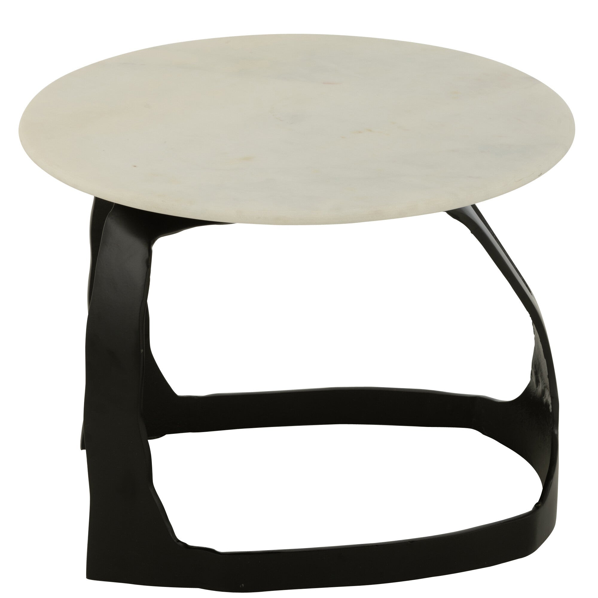 Bijzettafel Aluminium/Steen Zwart/Wit Set van 2 J-Line - Bijzettafel - J-Line - livinglovely.nl