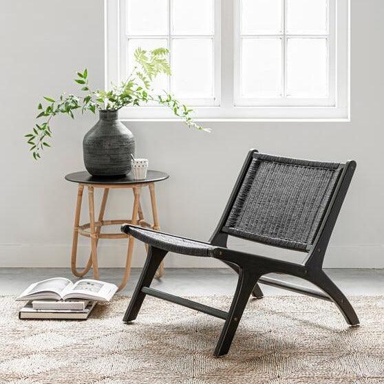 Ronde rotan bijzettafel Buenavista in zwart Ø50cm