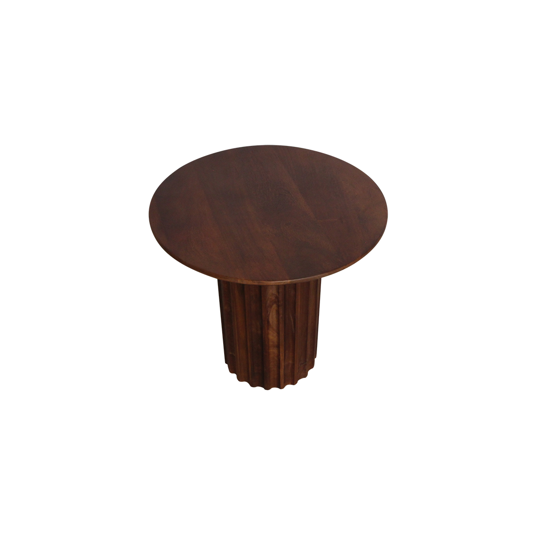 Bijzettafel Bullnose Reversed Fluted van Raw Materials, bruin mangohout met zichtbare houtnerf