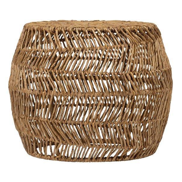 Bijzettafel Cala Gracio van MUST Living, ronde tafel van gevlochten abaca in naturel