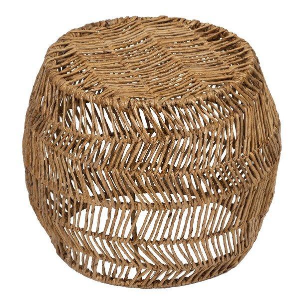 Abaca bijzettafel Cala Gracio van MUST Living van opzij, bolle vorm in naturel tint