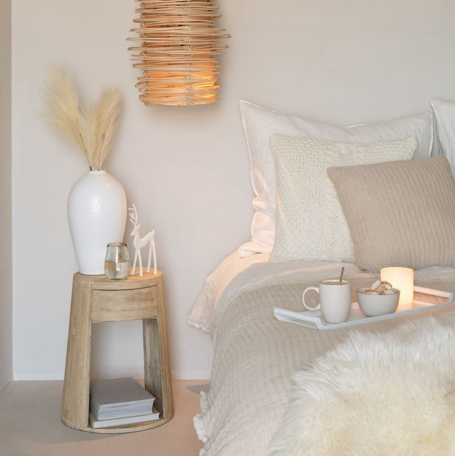 Bijzettafel Drawn Mango Hout/Mdf Naturel - Bijzettafel - J-Line - livinglovely.nl