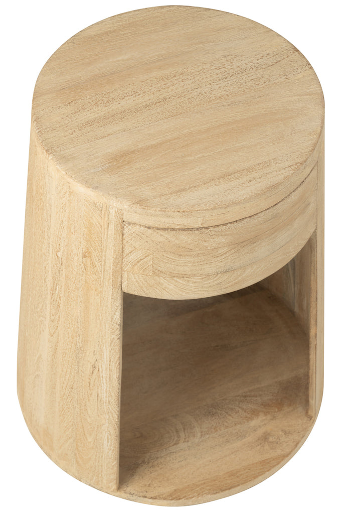 Bijzettafel Drawn Mango Hout/Mdf Naturel - Bijzettafel - J-Line - livinglovely.nl