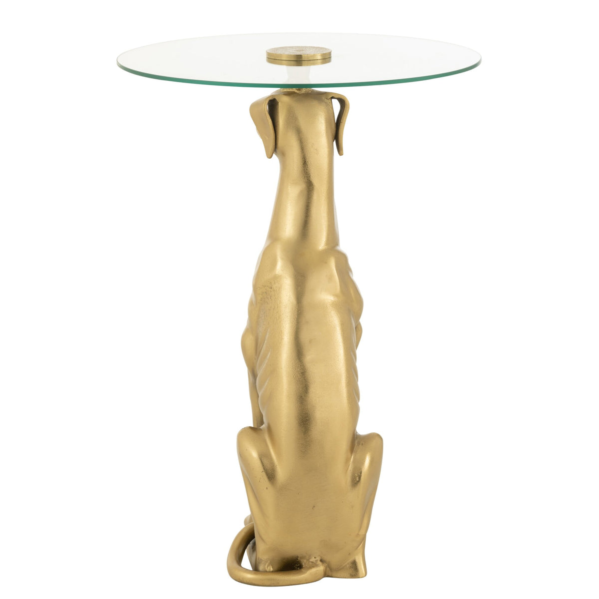 Bijzettafel Hond Aluminium/Glas Goud J-Line