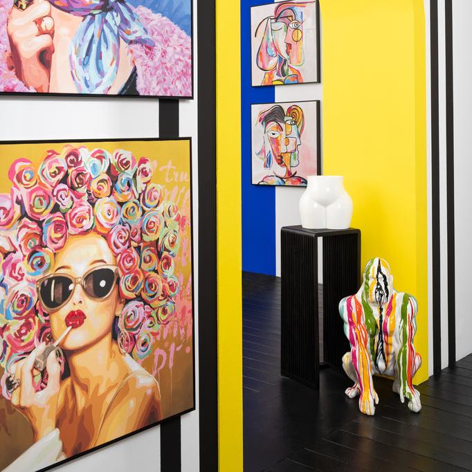 Bijzettafel kubus Gerecycleerd Teak Zwart Set van 2 - Zuil - J-Line - livinglovely.nl