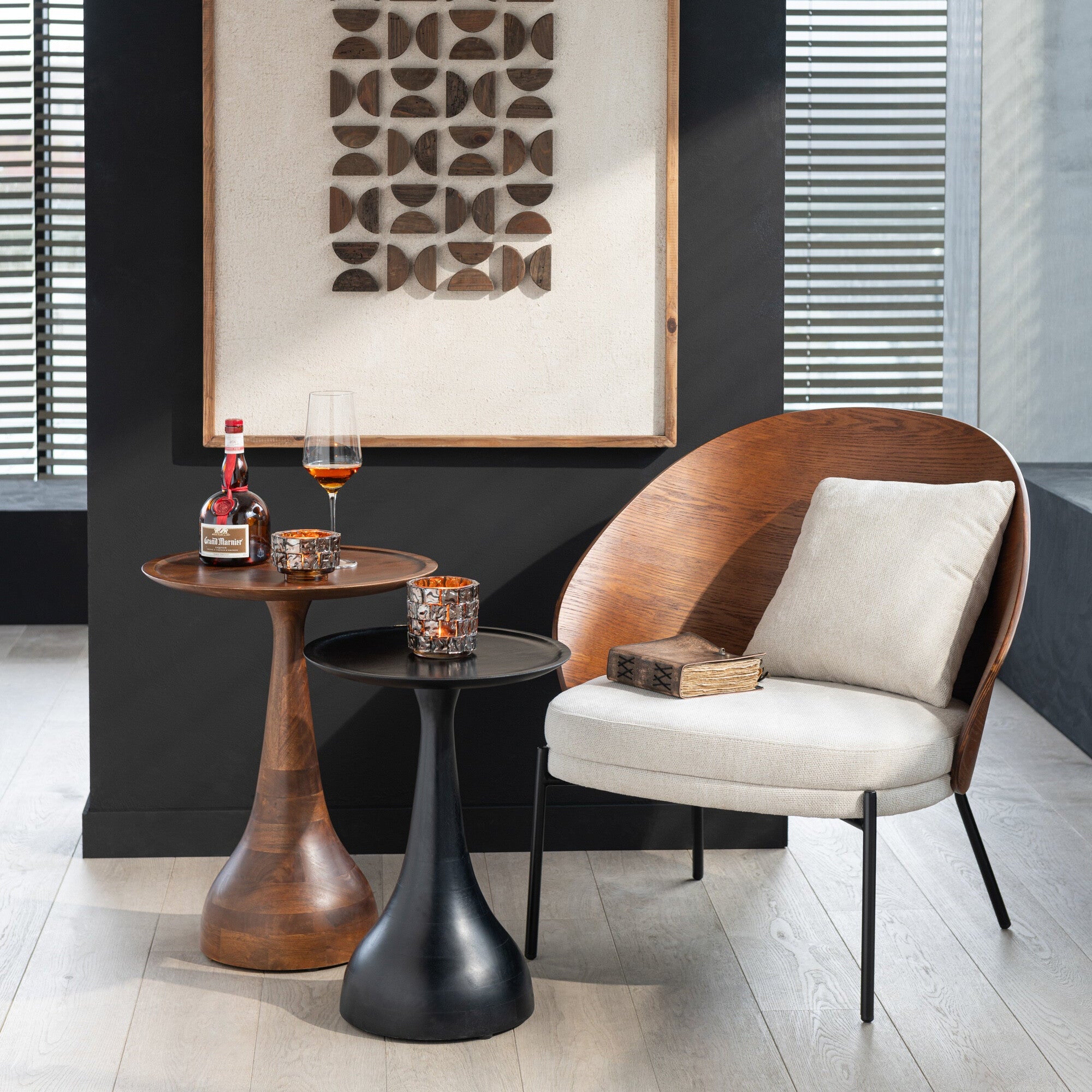 Bijzettafels Paro Mangohout Bruin/Zwart Set van 2 - Bijzettafel - J-Line - livinglovely.nl