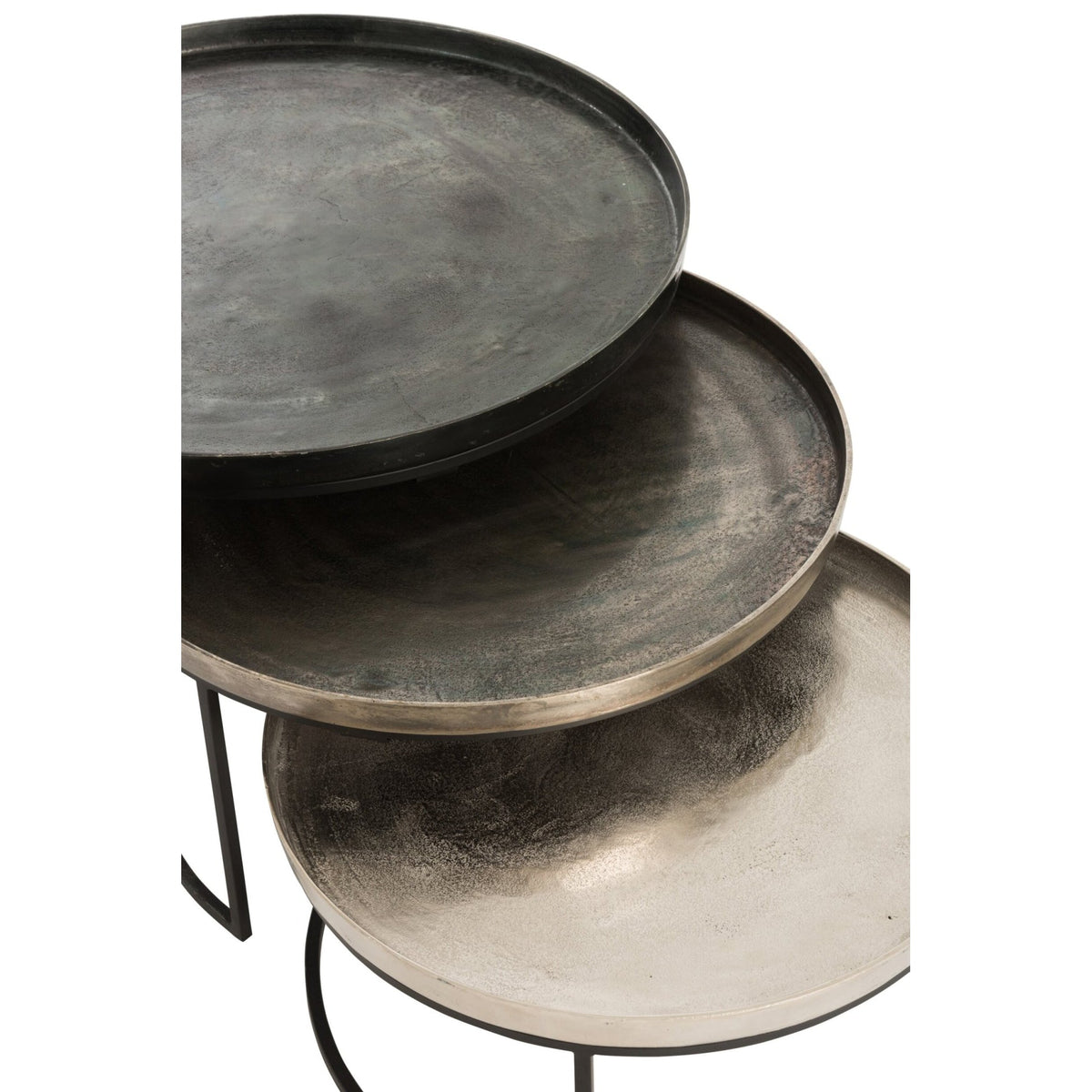 Bijzettafels Rond Aluminium Zwart/Mix Set van 3 J-Line