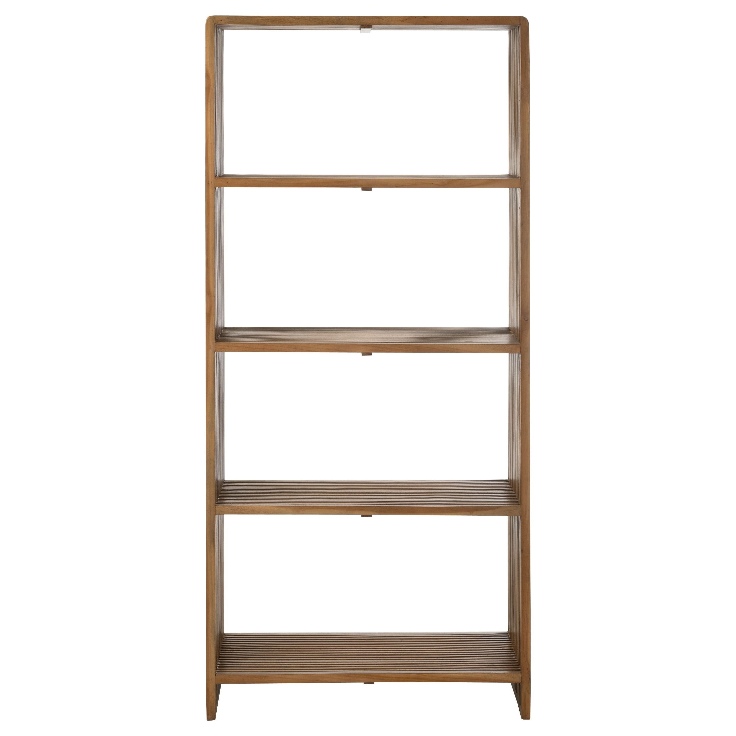 Boekenkast 4 Schappen Gerecycleerd Teak Naturel - Boekenkast - J-Line - livinglovely.nl