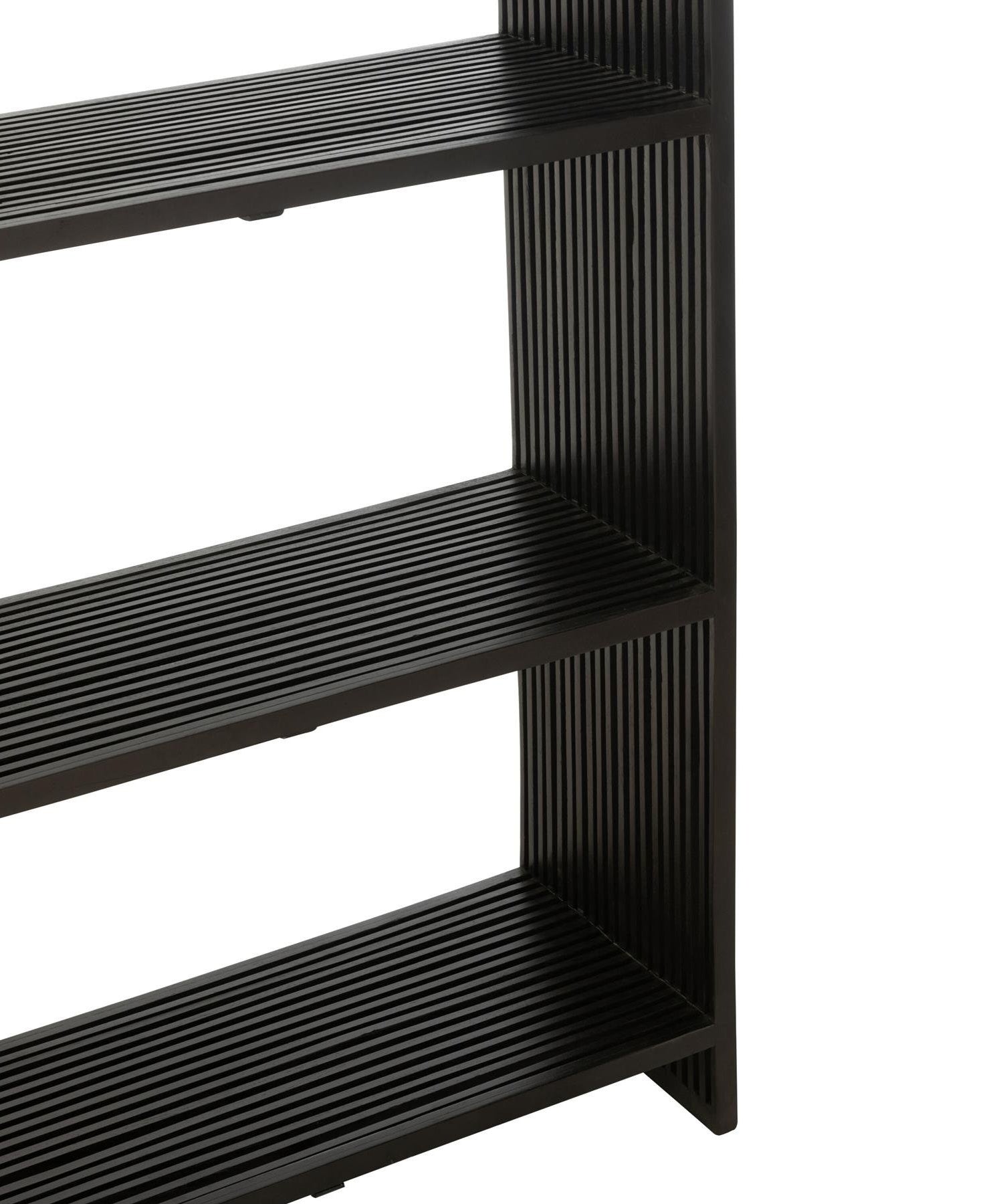 Boekenkast 4 Schappen Gerecycleerd Teak Zwart - Boekenkast - J-Line - livinglovely.nl