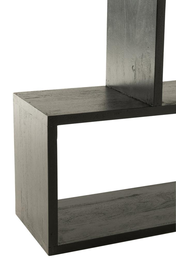 Boekenkast Verticaal Latten Mango Hout Mat Zwart - Boekenkast - J-Line - livinglovely.nl