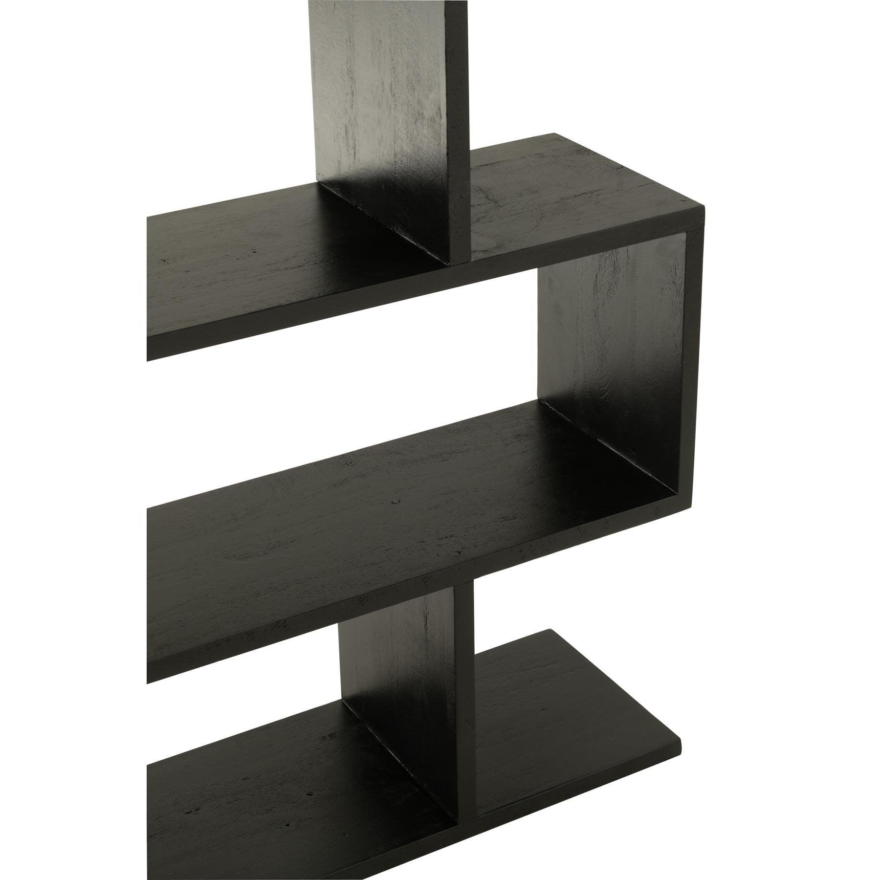 Boekenkast Verticaal Latten Mango Hout Mat Zwart - Boekenkast - J-Line - livinglovely.nl