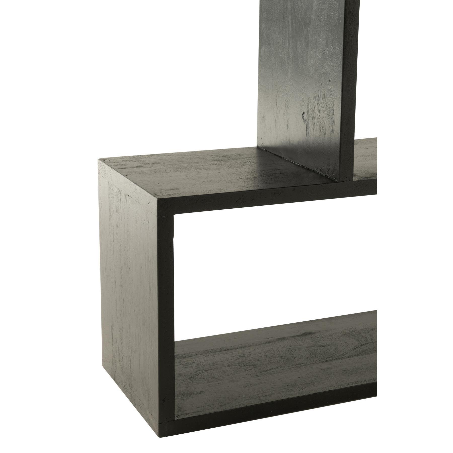 Boekenkast Verticaal Latten Mango Hout Mat Zwart - Boekenkast - J-Line - livinglovely.nl