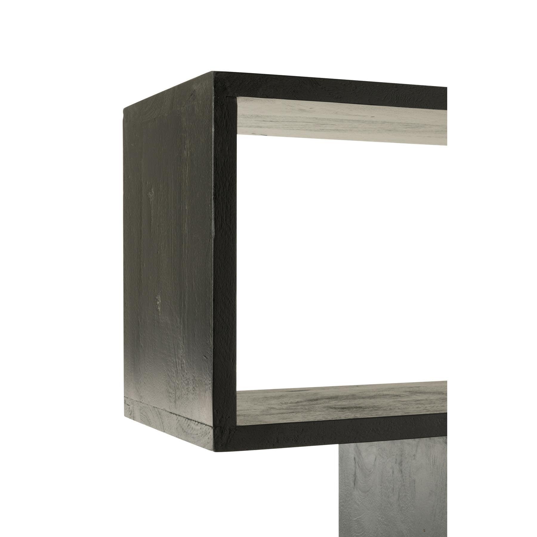 Boekenkast Verticaal Latten Mango Hout Mat Zwart - Boekenkast - J-Line - livinglovely.nl