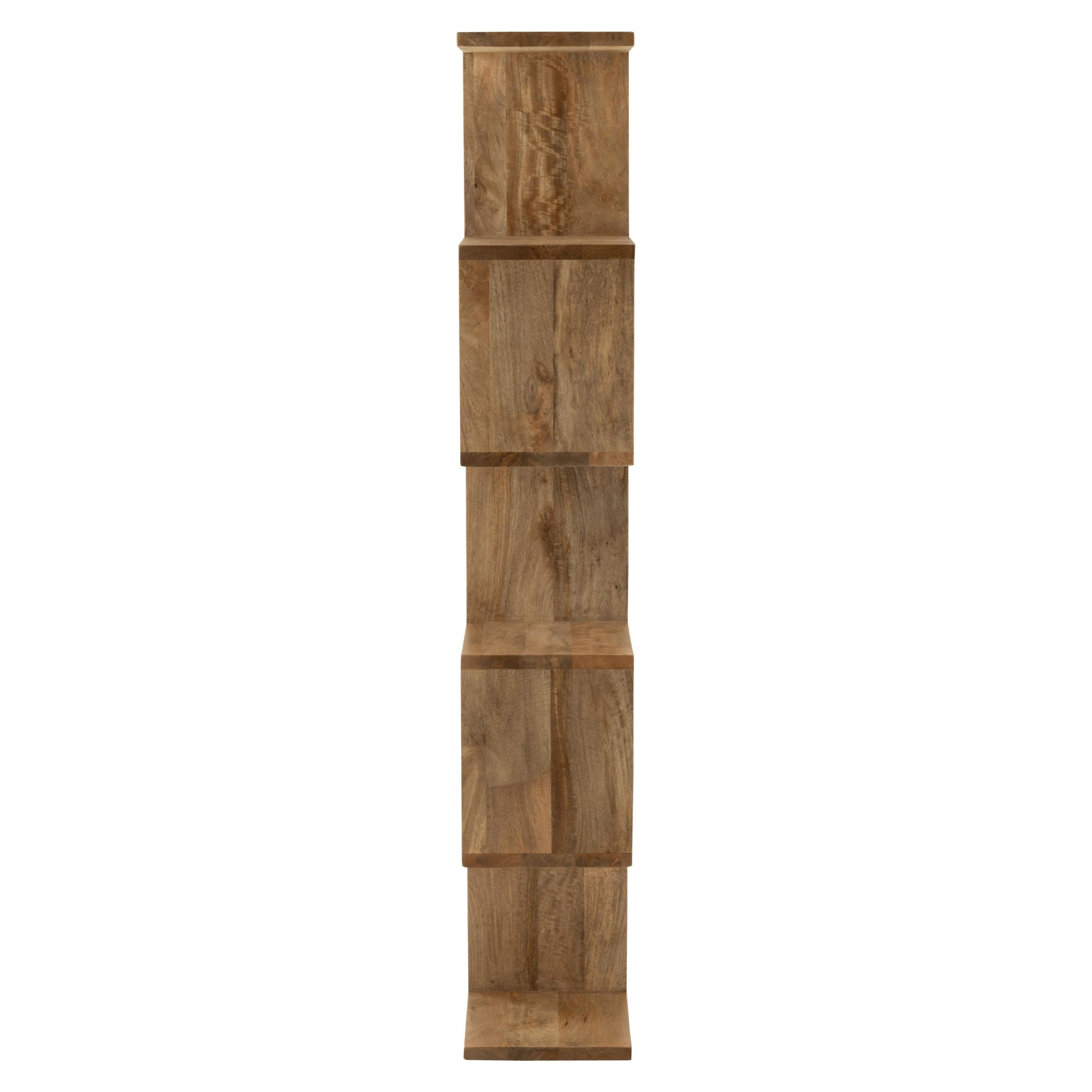 Boekenkast Verticaal Latten Mango Hout Naturel - Boekenkast - J-Line - livinglovely.nl