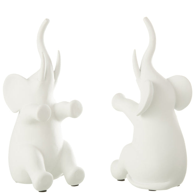 Boekensteun Olifant Zittend Polyresin Wit Set - Boekensteun - J-Line - livinglovely.nl
