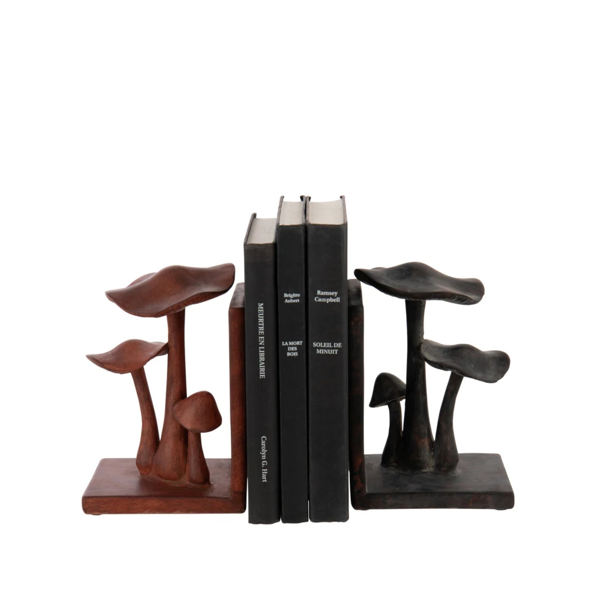 Boekensteun Paddenstoel Polyresin Roestbruin/Zwart Set van 2 - Boekensteun - J-Line - livinglovely.nl