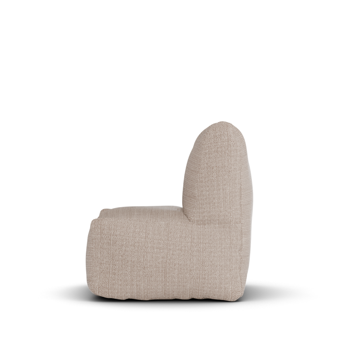 Taupe Boho kinderstoel van Laui Lounge van opzij, met rughoogte van 50 centimeter