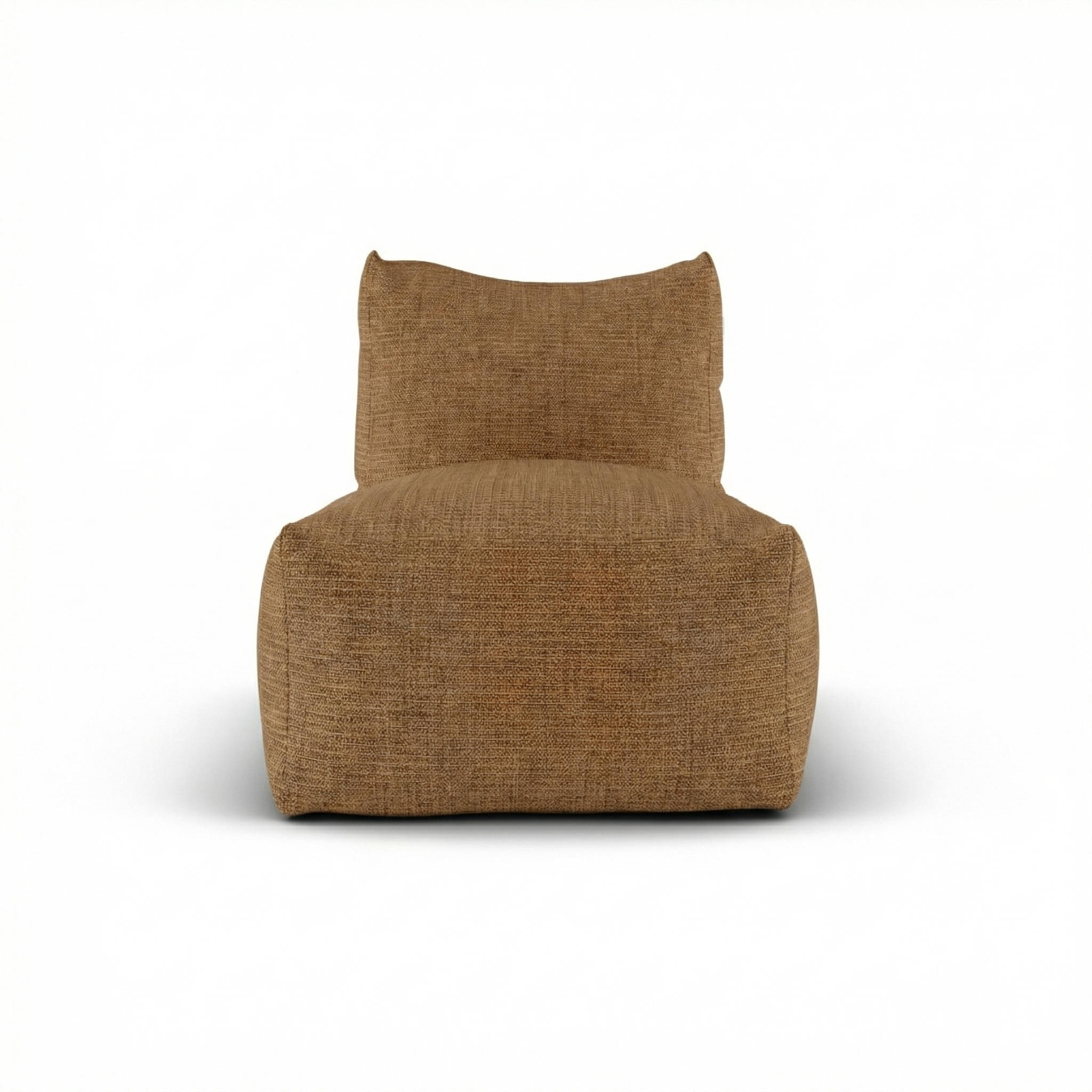 Boho loungestoel in terra van voren, met brede zitting van 68 centimeter