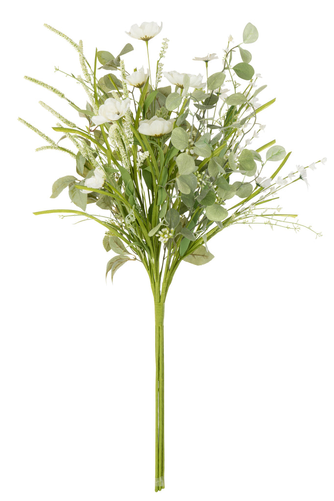 Bouquet Mix Flowers Artificial White - Kunstbloem - J-Line - livinglovely.nl