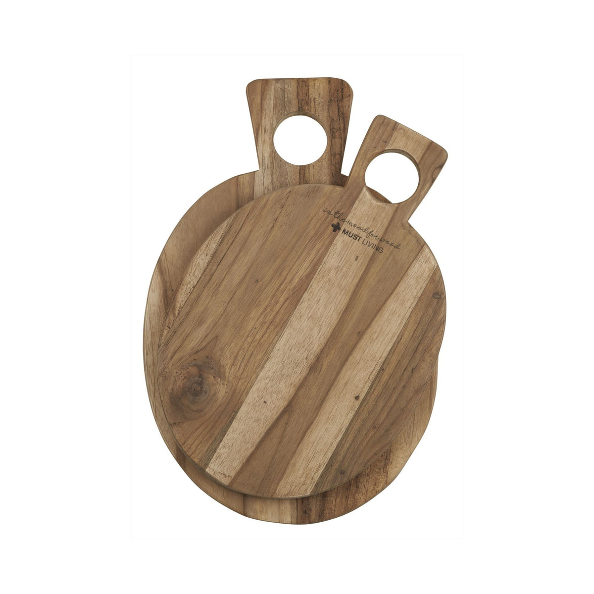 Broodplank Delicious van MUST Living, detail van de afgeronde rand van de naturel teakhouten plank