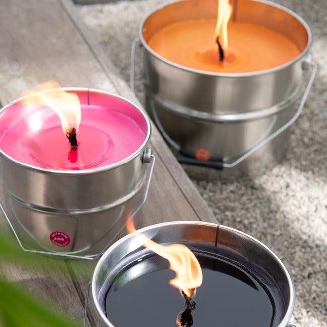 Buitenkaars Verfpot Ikoko Metaal/Was Oranje Large 135u - Buitenkaars - J-Line - livinglovely.nl