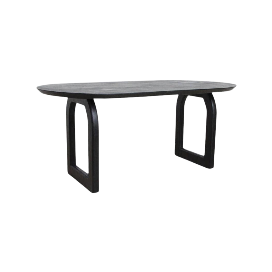 Bullnose Eetkamertafel Open Base Zwart Raw Materials - Eetkamertafel - Raw Materials - livinglovely.nl