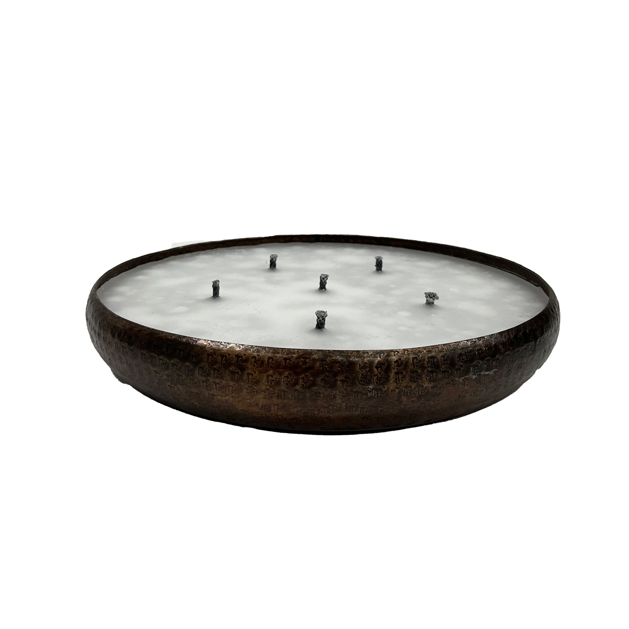 Bunty Copper Alu Hammered Candle Round M PTMD - Buitenkaars - PTMD - livinglovely.nl