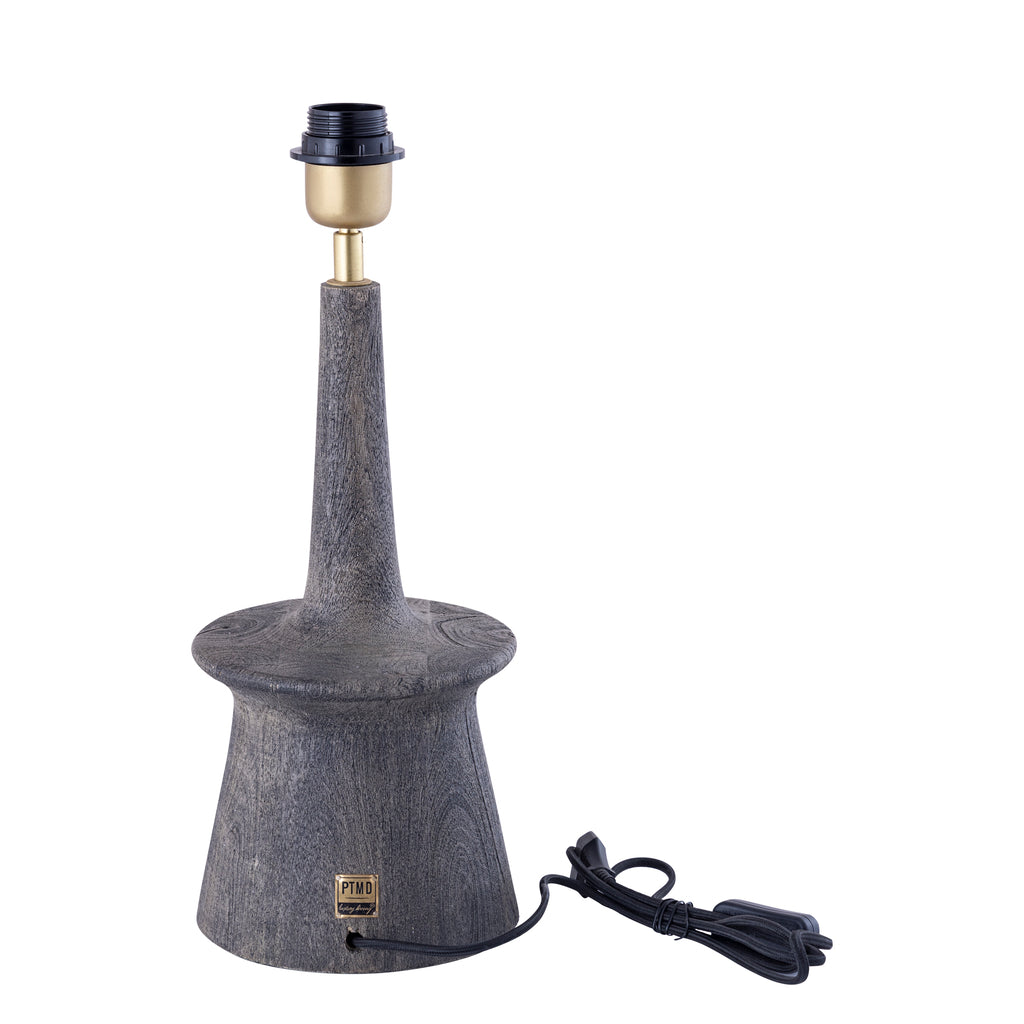 Caelin Grey mango wood table lamp narrow round PTMD - Tafellamp - PTMD - livinglovely.nl