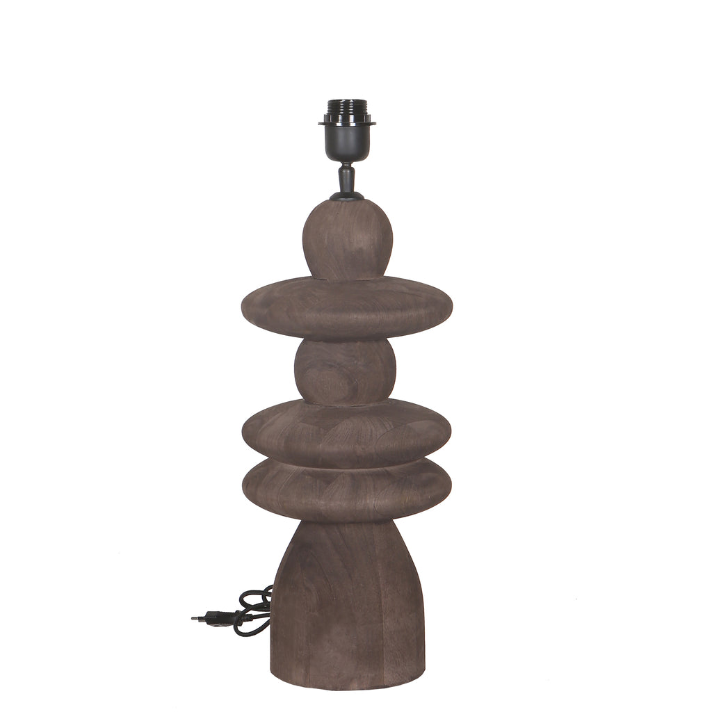 Callain Brown mango wood table lamp base round PTMD - Tafellamp - PTMD - livinglovely.nl