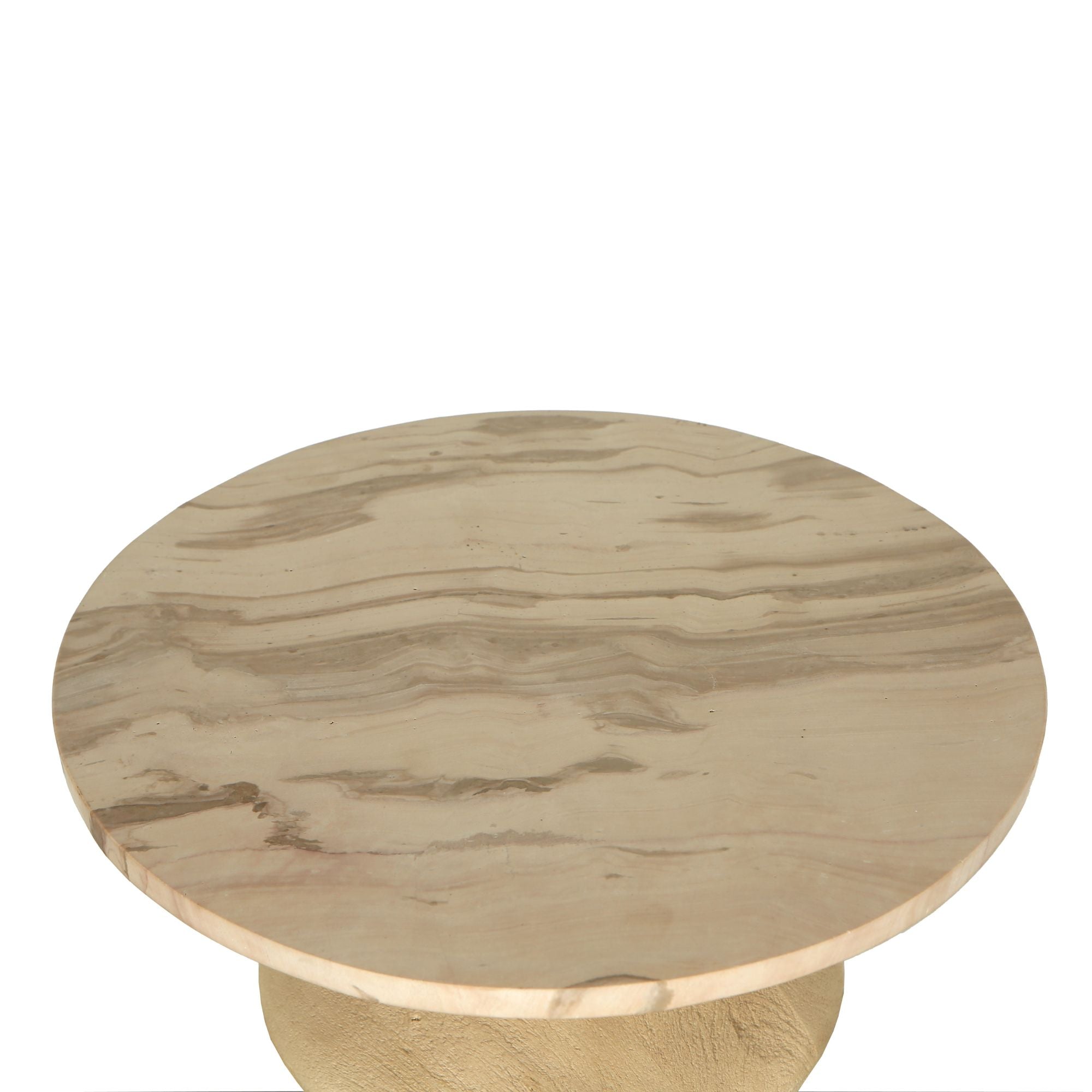 Callain Natural Mango Wood Side Table Marble Rnd L - - PTMD - livinglovely.nl