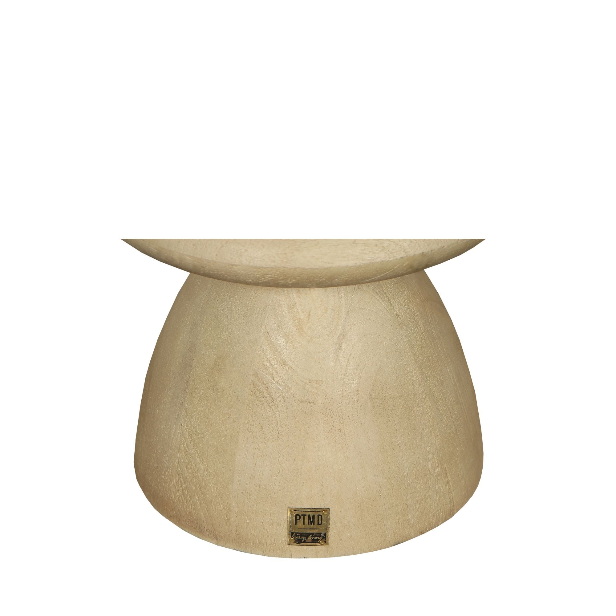 Callain Natural Mango Wood Side Table Marble Rnd S - - PTMD - livinglovely.nl