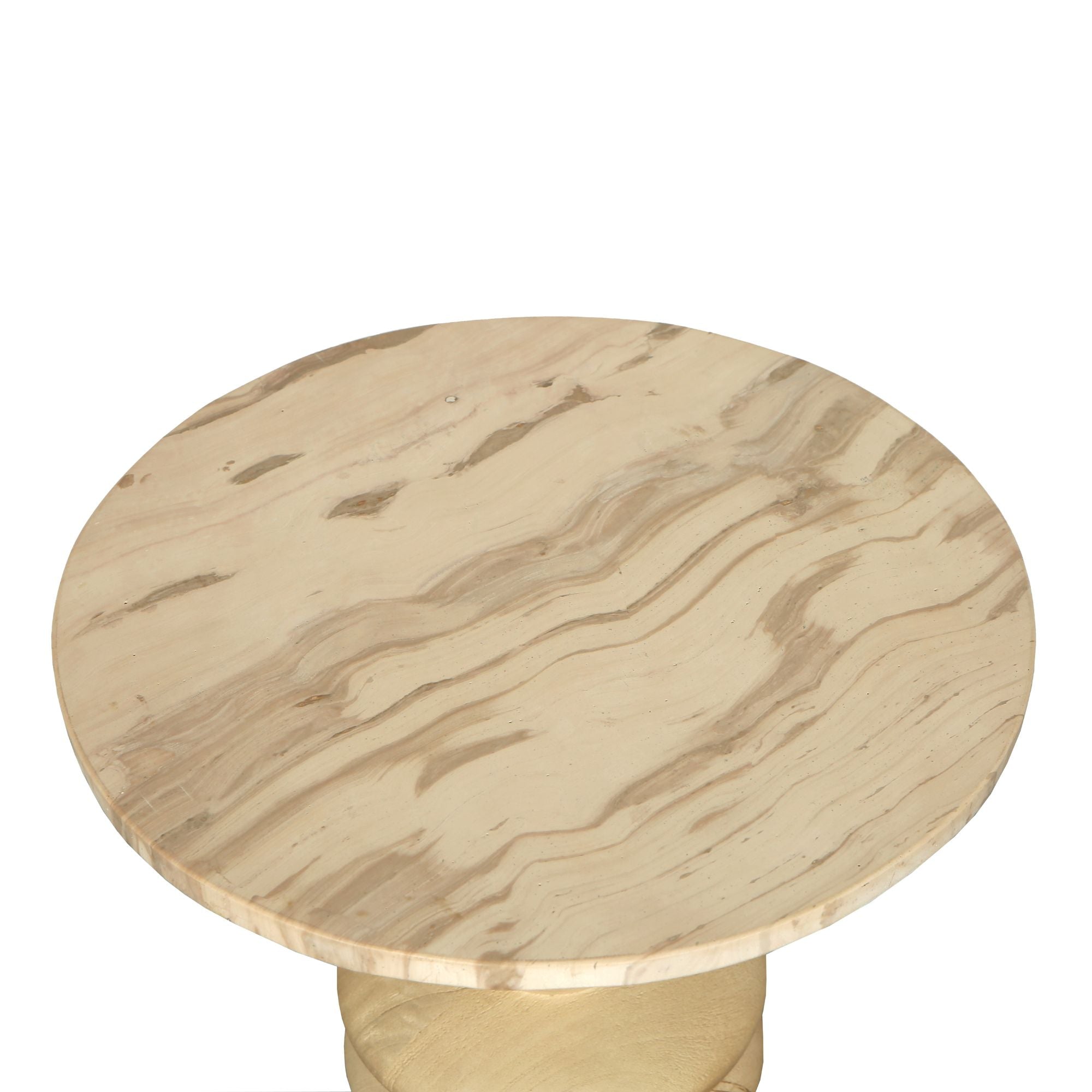 Callain Natural Mango Wood Side Table Marble Rnd S - - PTMD - livinglovely.nl