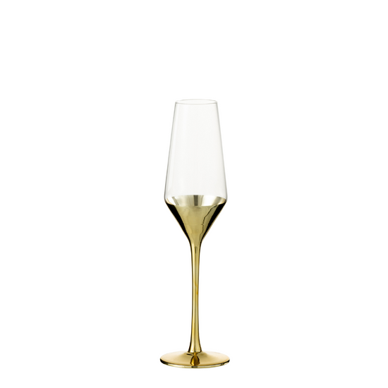 Champagneglas Glas Goud/Transparant , champagne glas , J-Line , livinglovely.nl