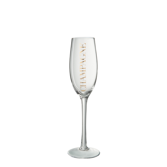 Champagneglas Transparant/Goud , champagne glas , J-Line , livinglovely.nl