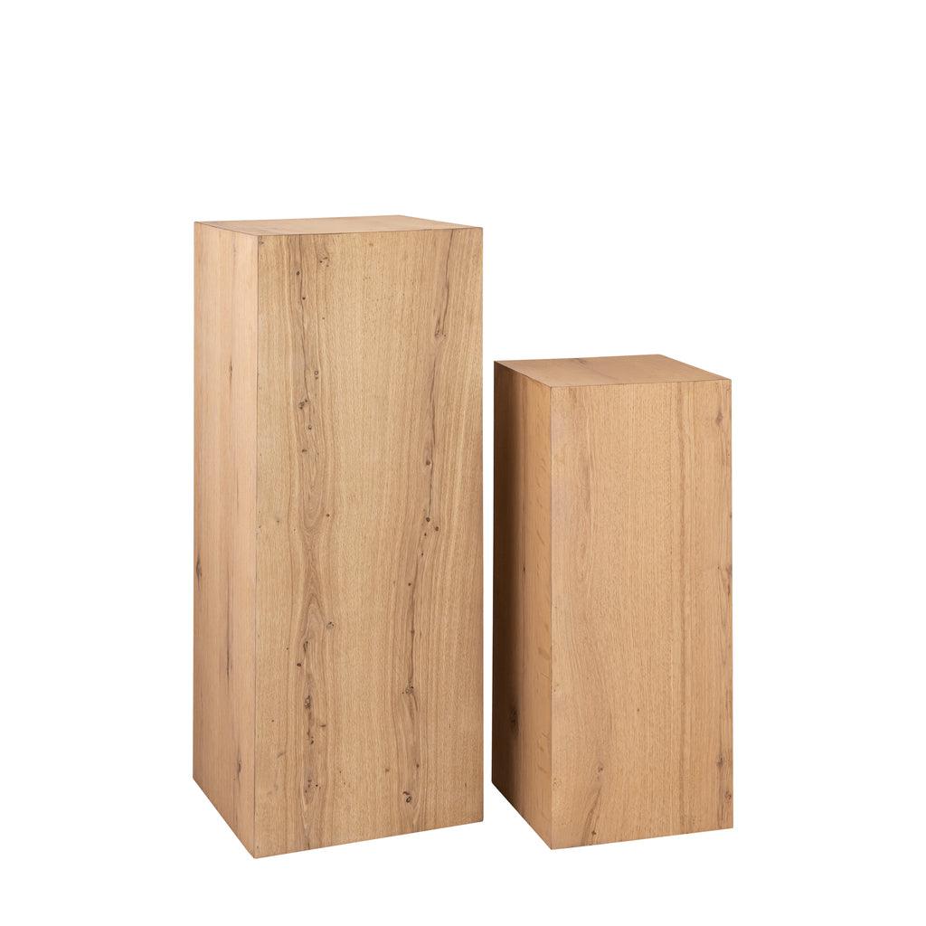 Chevar Natural oak wood pedestal Set van 2 PTMD - Zuil - PTMD - livinglovely.nl