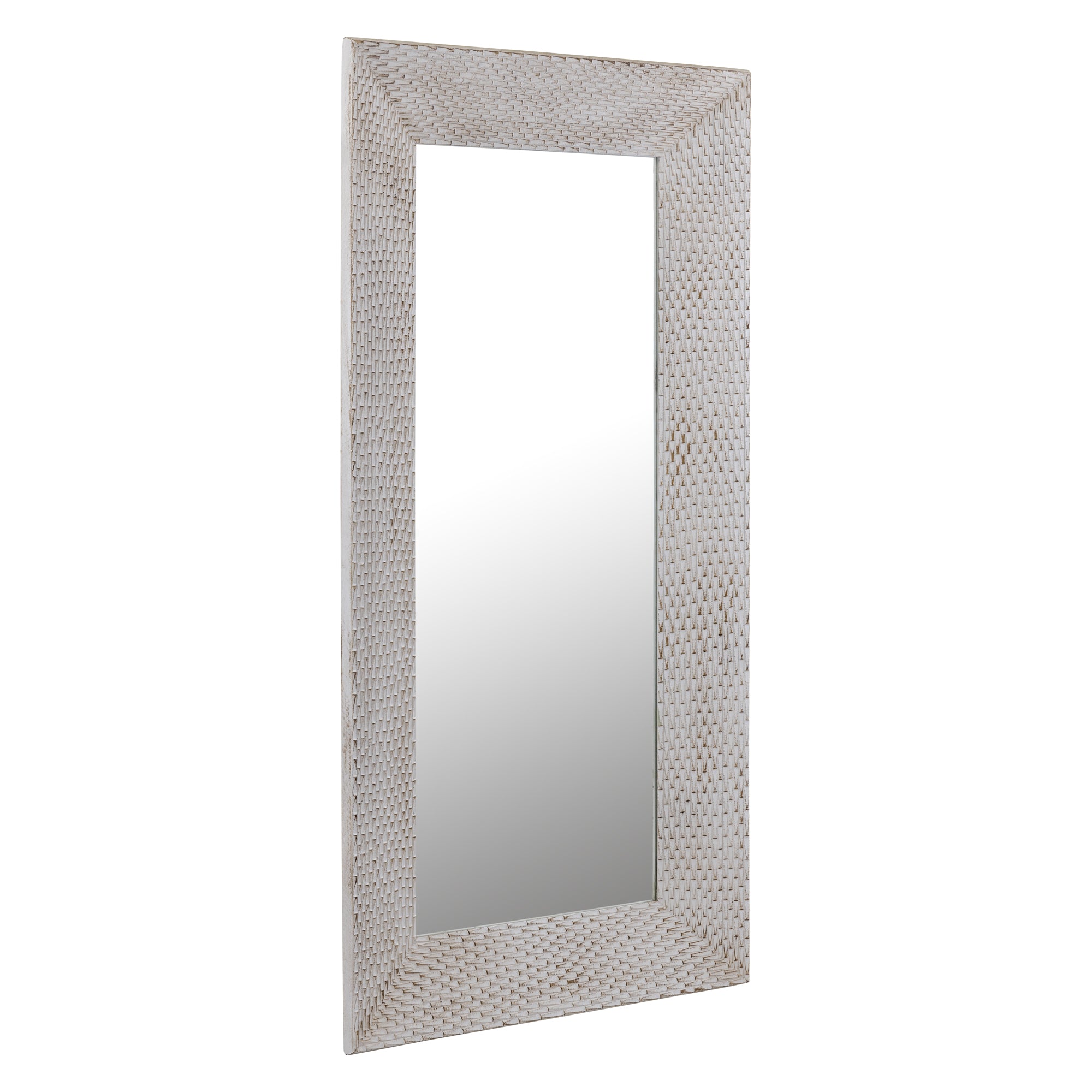 Chinasa White Rect Mdf Mirror Gold Finish Low 80x9x160 cm PTMD - Spiegel - PTMD - livinglovely.nl