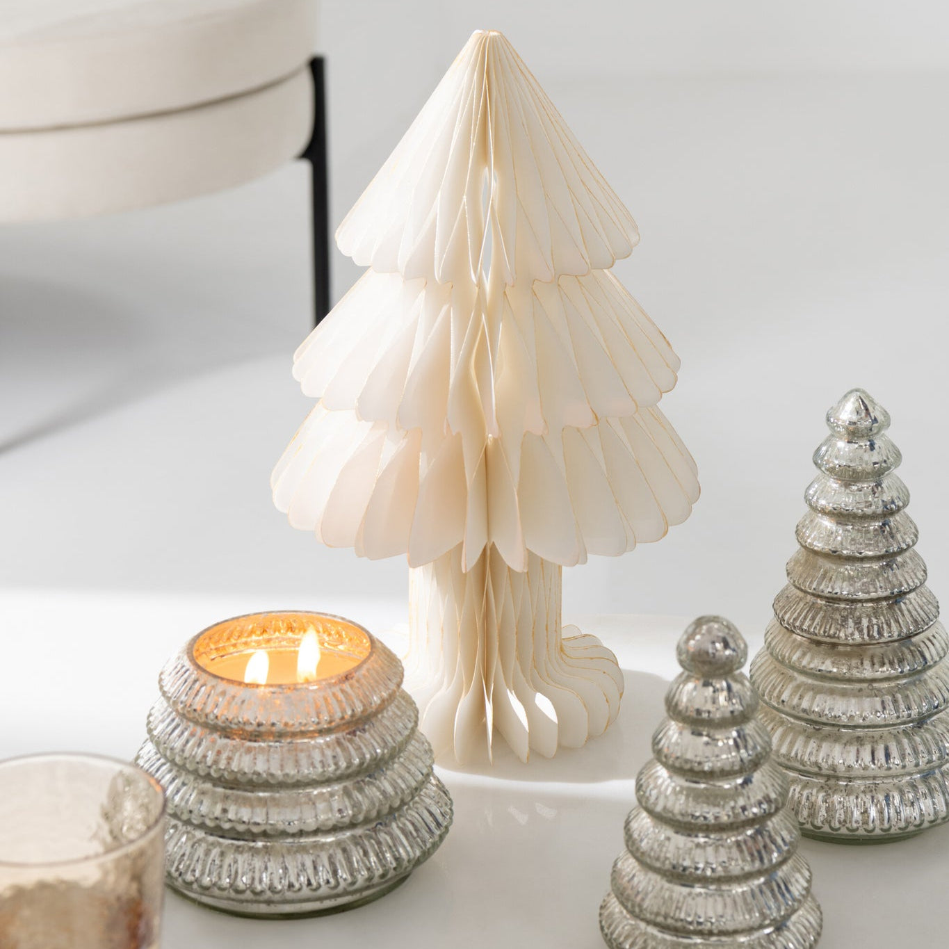 Christmas Tree Foldable Paper Off-White Medium - - J-Line - livinglovely.nl