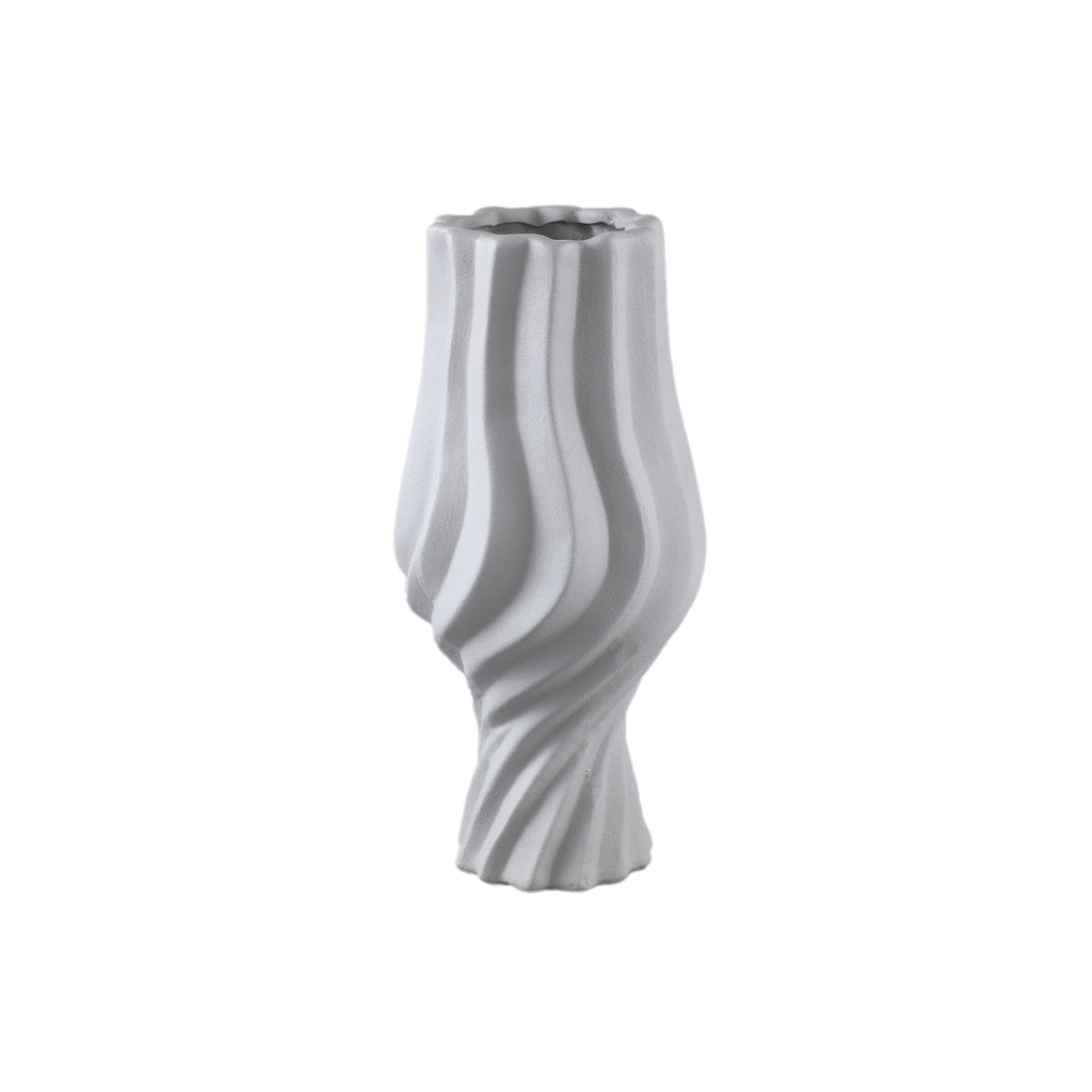 Clair Taupe Ceramic Swirl Vaas Large PTMD - Vaas - PTMD - livinglovely.nl