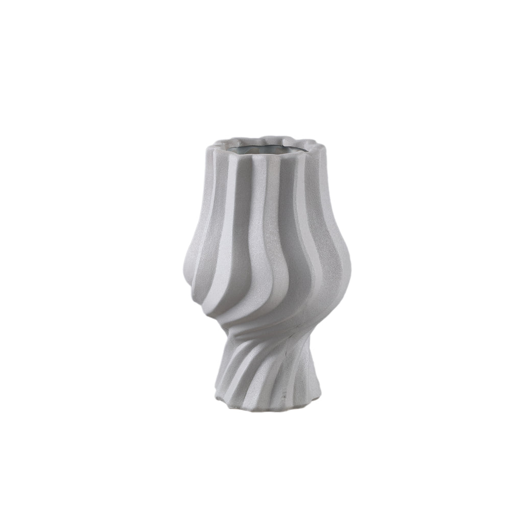 Clair Taupe Ceramic Swirl Vaas Small PTMD - Vaas - PTMD - livinglovely.nl