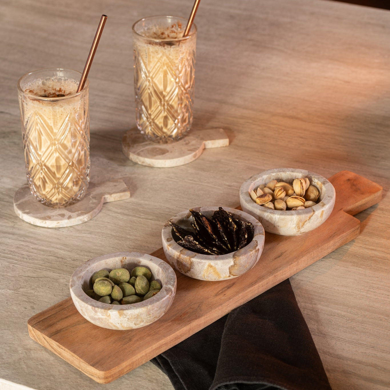 Condoment Set Marble Natural/Beige - - J-Line - livinglovely.nl