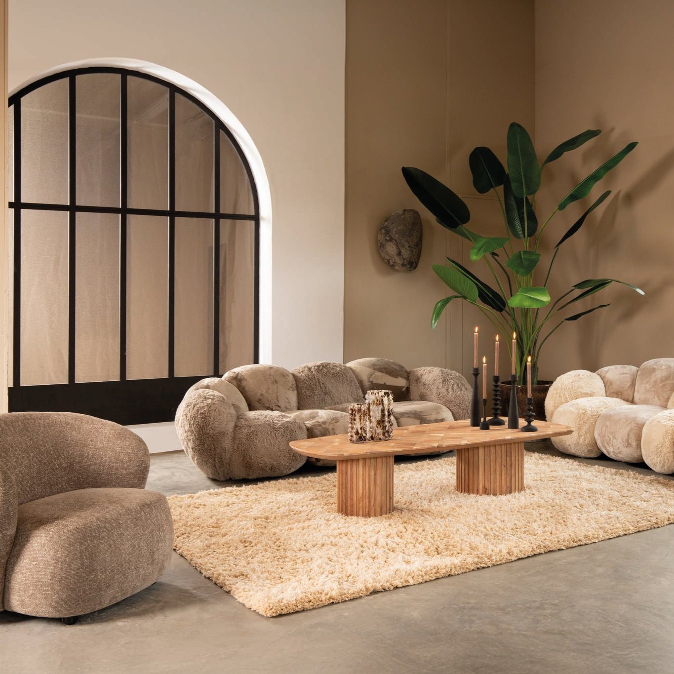 Curvae Sofa Lush Taupe PTMD - Bankstel - PTMD - livinglovely.nl