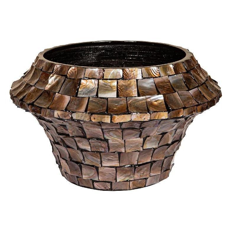 Daven Bronze Poly Shell Bamboo Pot Rond Large PTMD - Pot - PTMD - livinglovely.nl