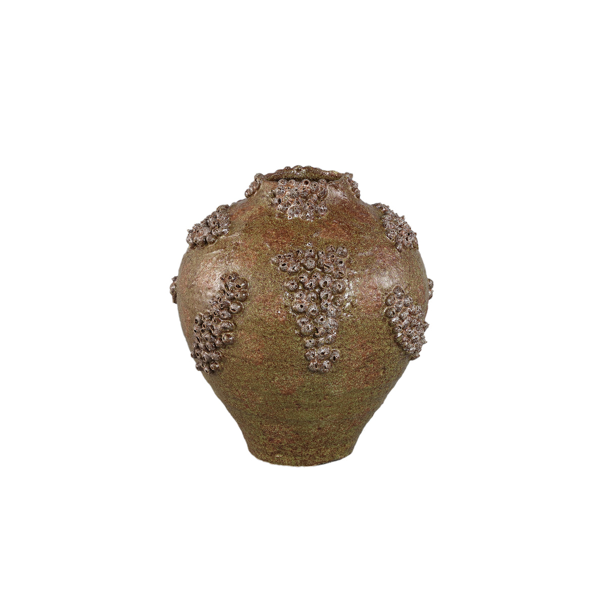 Deisy Green Ceramic Jar Shaped Vase Rough Coral M van PTMD, groene keramische vaas op witte achtergrond