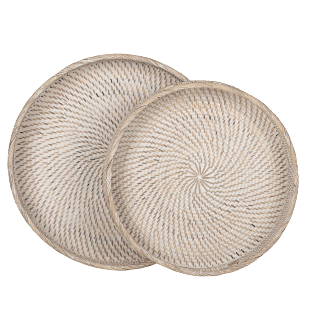 Dienbladen Saint Barths Rond van MUST Living, set van 2 ronde rotan bladen in naturel