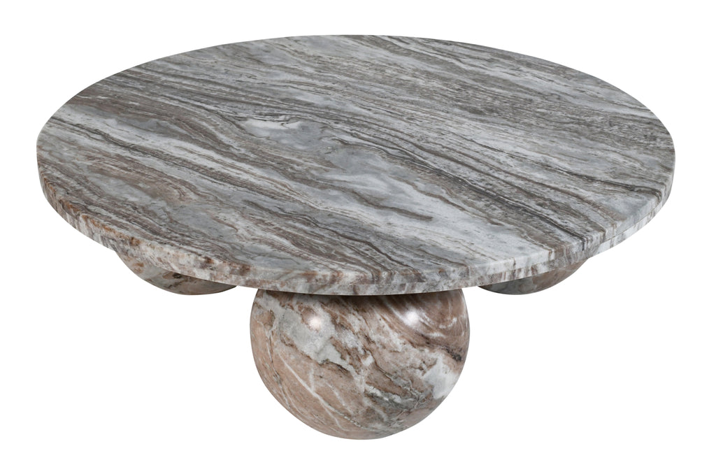 Diro Beige Marble 3 ball coffeetable round PTMD - Salontafel - PTMD - livinglovely.nl