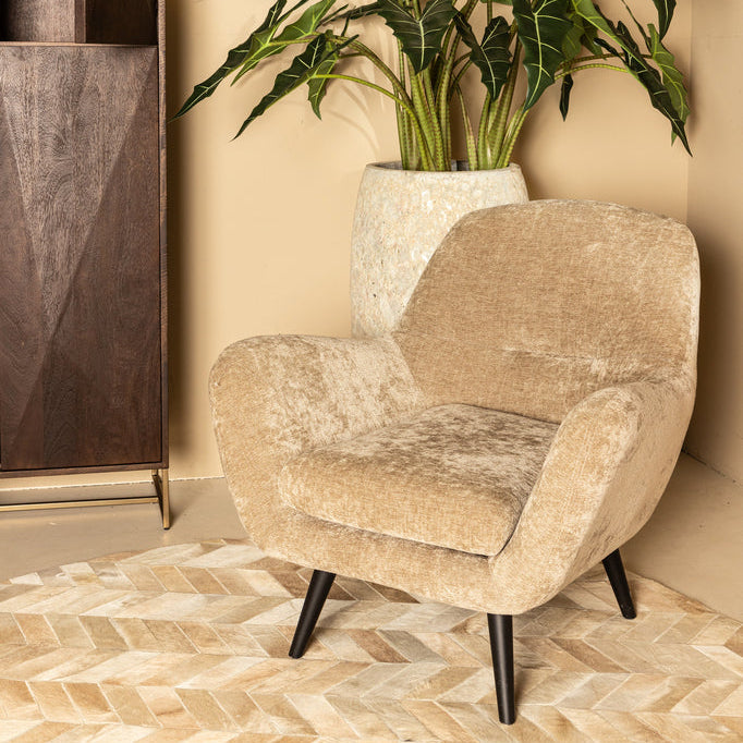 Donny Anthracite fauteuil black wooden legs - - PTMD - livinglovely.nl